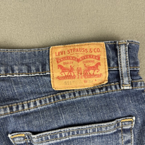 Levis 511 Jeans Mens 34x29* Blue Denim Slim Fit‎ Medium Wash Mid Rise Casual - Picture 7 of 11